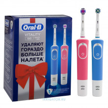 Электрическая зубная щетка Braun Oral-B Vitality 190 DUO, набор: розовая и голубая в Санкт-Петербурге