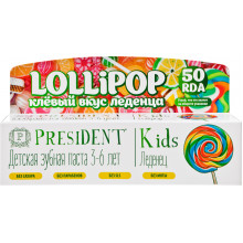 Зубная паста PresiDENT Kids Lollipop со вкусом леденца 3- 6 лет, 50 мл в Санкт-Петербурге