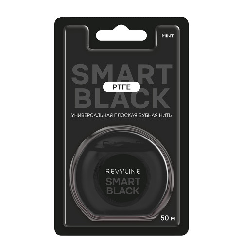 Зубная нить Revyline PTFE Smart Black, мятная вощеная, 50 м