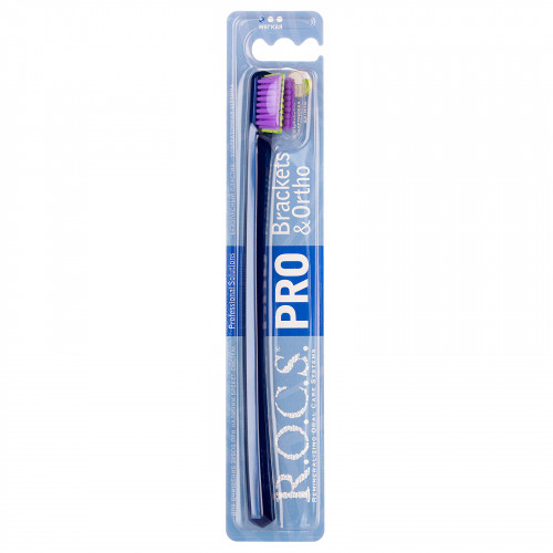 Зубная щетка R.O.C.S. PRO Brackets & Ortho синяя-фиолетовая, мягкая