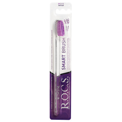 Зубная щетка R.O.C.S. классическая прозрачная-фиолетовая, мягкая
