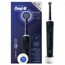 Набор Электрическая зубная щетка Braun Oral-B Vitality Pro Protect X Clean Cross Action, Black + Зубная нить Oral-B Essential Floss, 50 м